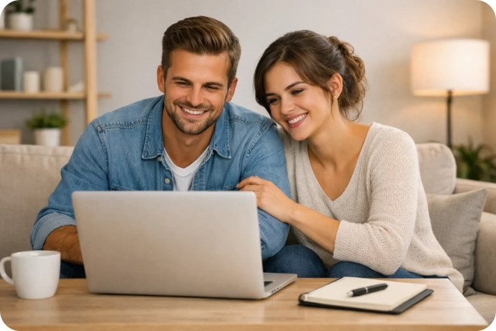 Brautpaar beim Online Erstgespräch von Dienstleister für ihre Hochzeit